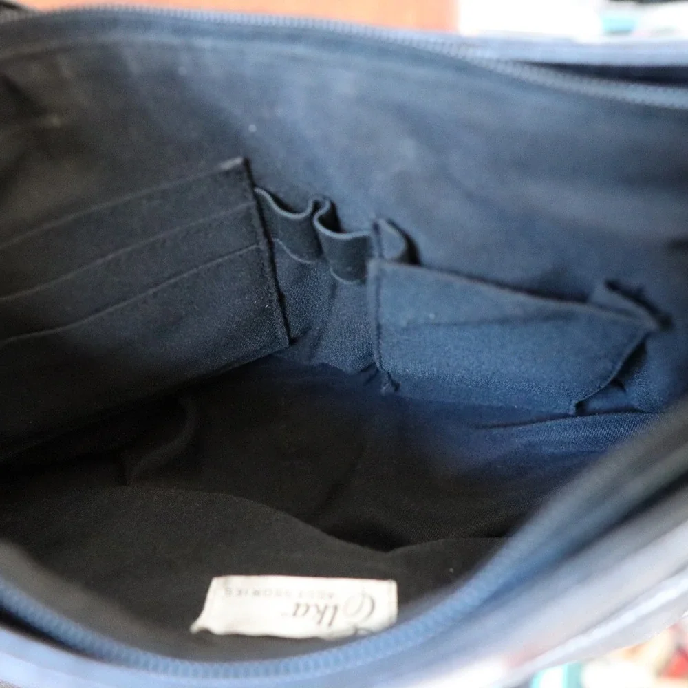 Elka Accessories Genuine Black Leather Shoulder Bag Vintage Hobo Style‎